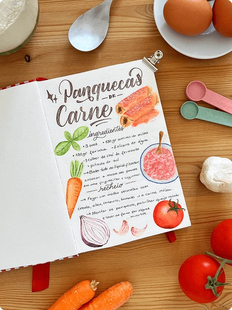 Ilustração de uma panqueca com aquarela