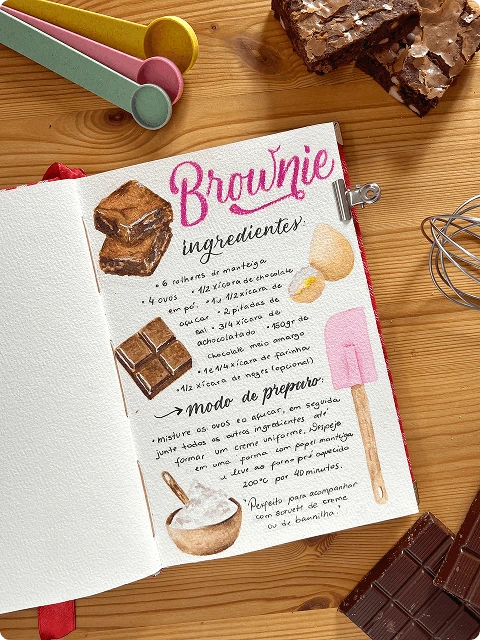 Ilustração de um brownie com aquarela